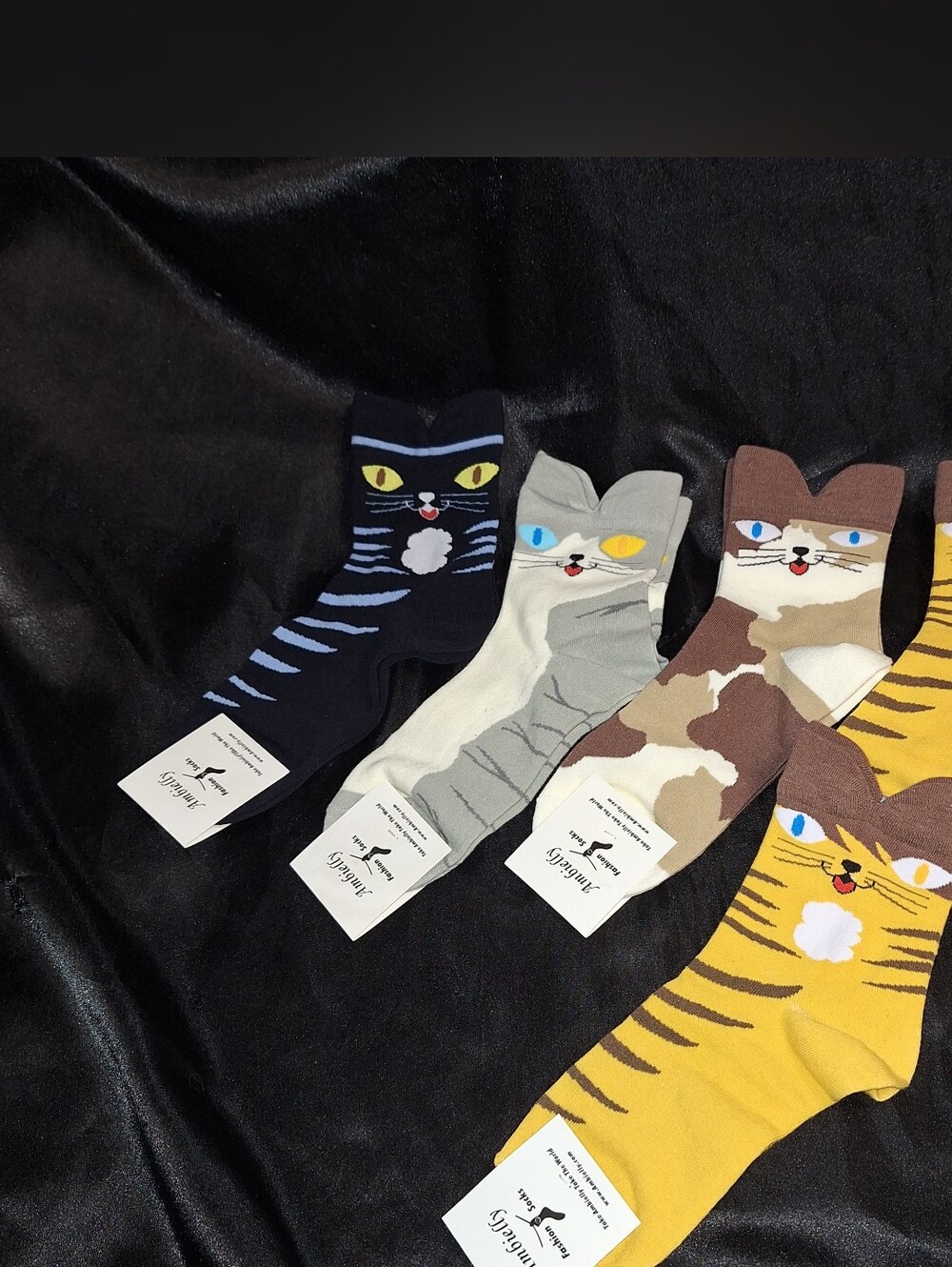 NWT Ambielly Fashion Socks~Cute Cat Face Design~Cartoon Kitty~5 Pairs